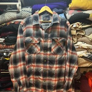 Pendleton Men's Burnside Doublebrushed Plaid Flannel Button-Up Shirt L Red Blue